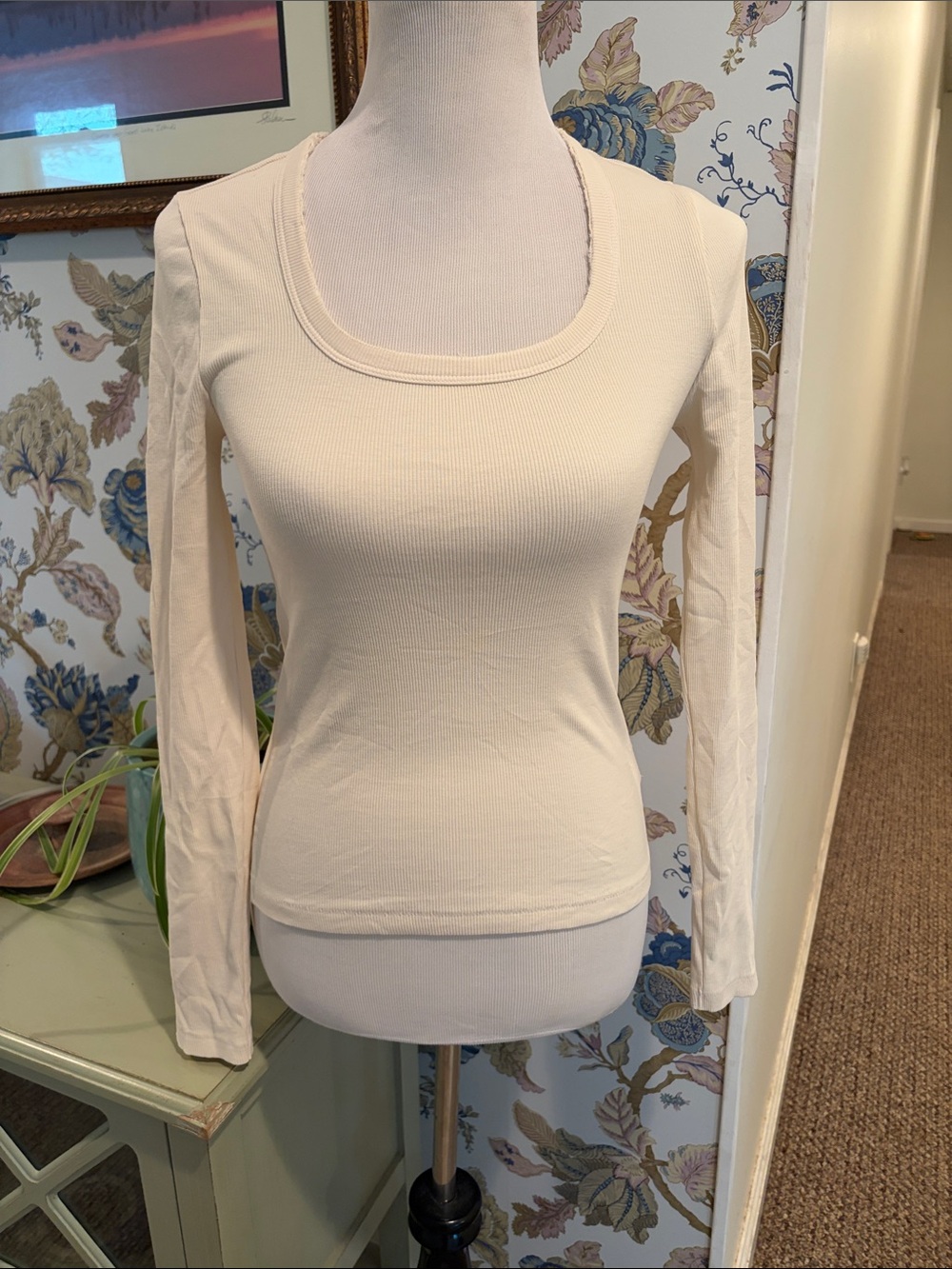 AMO Denim Cotton Angelina Top Long-Sleeve Scoop Neck